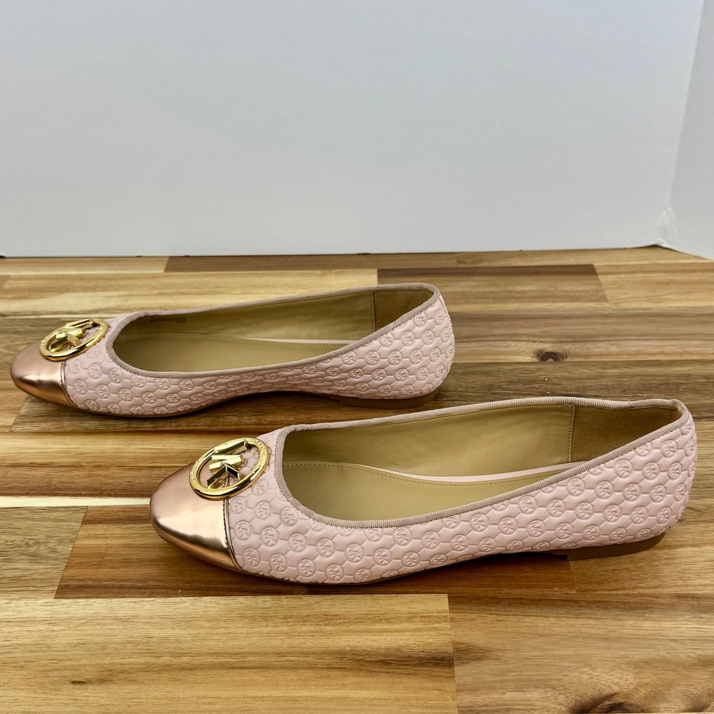Michael Kors Ballet Flats Rose Gold Cap Toe Logo Detail Size 8M - Picture 4 of 9